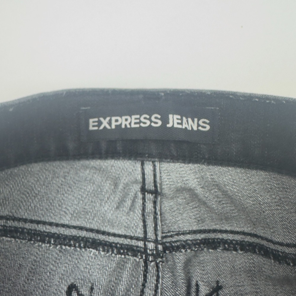 Express Jeans‎ Mia Mid Rise Legging Skinny Gray Distressed Stretch Size 0R - Picture 6 of 12